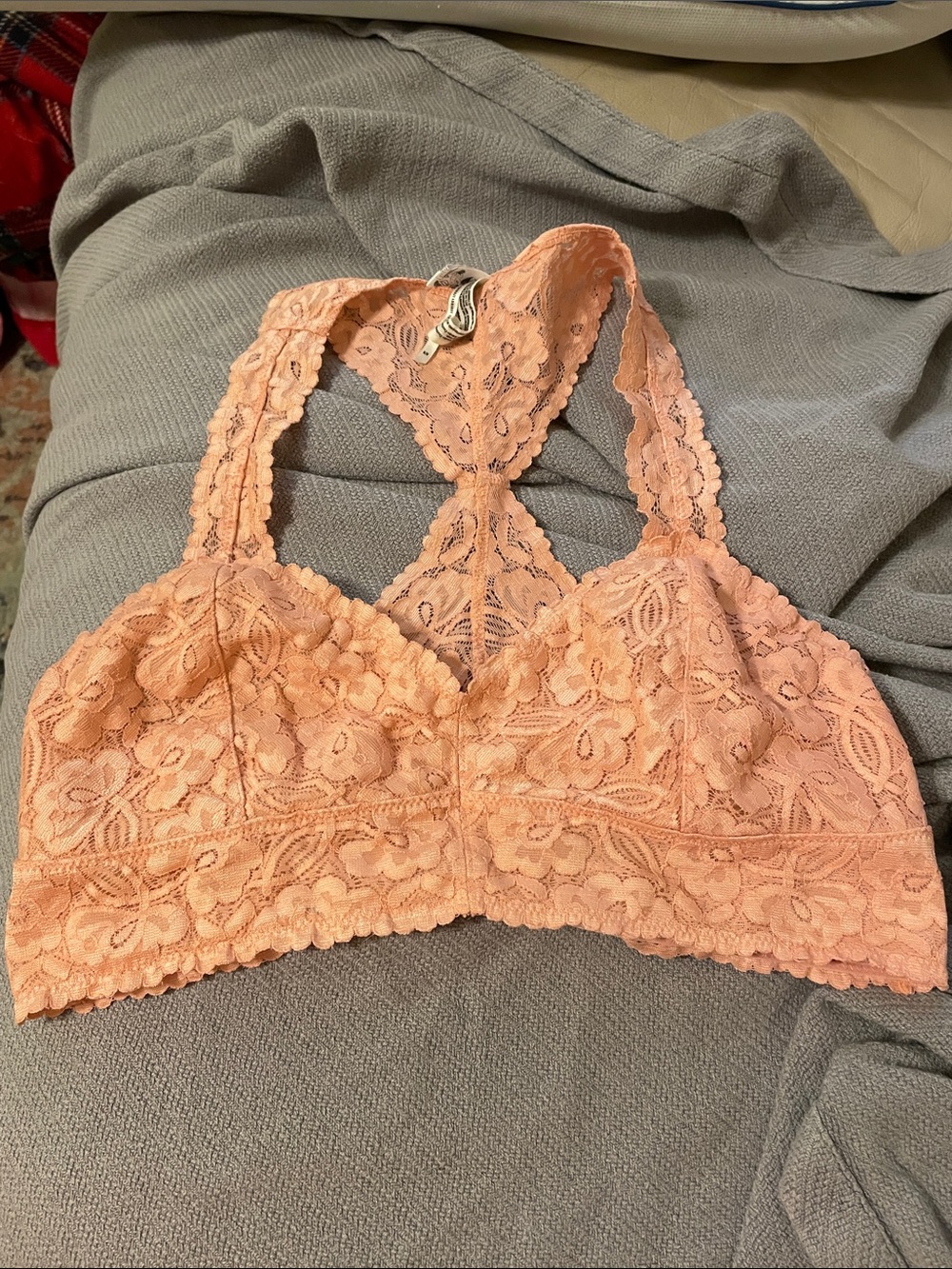 Free People Peach Lace Racerback Bralette